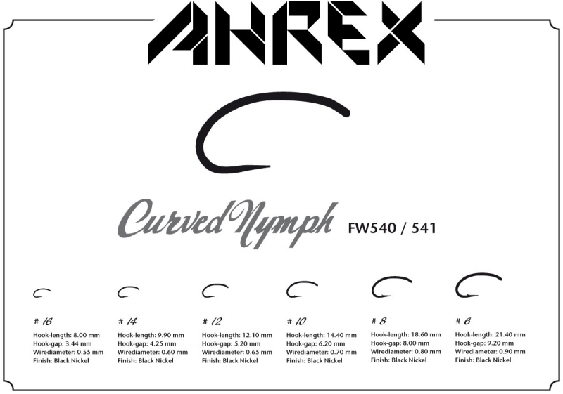 Ahrex Hooks Ahrex FW541 - Curved Nymph - Barbless 1 Ahrex Hooks Ahrex FW541 - Curved Nymph - Barbless