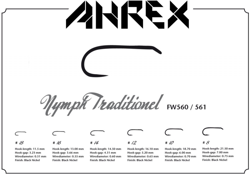 Ahrex Hooks Ahrex FW561 - Nymph Traditional - Barbless 1 Ahrex Hooks Ahrex FW561 - Nymph Traditional - Barbless
