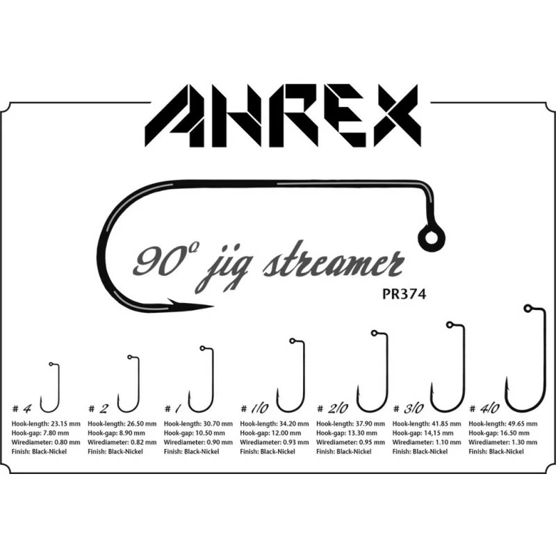 Ahrex Hooks Ahrex PR374 - 90 Degree Bent Jig Streamer 1 Ahrex Hooks Ahrex PR374 - 90 Degree Bent Jig Streamer